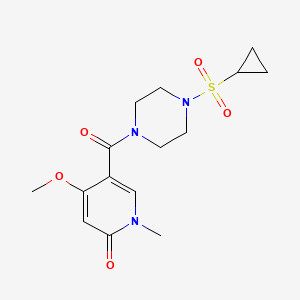 molecular formula C15H21N3O5S B2616934 5-(4-(环丙基磺酰基)哌嗪-1-羰基)-4-甲氧基-1-甲基吡啶-2(1H)-酮 CAS No. 2034551-82-9