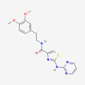 molecular formula C18H19N5O3S B2616963 N-(3,4-dimethoxyphenethyl)-2-(pyrimidin-2-ylamino)thiazole-4-carboxamide CAS No. 1251689-06-1