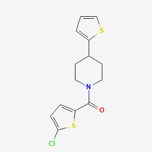 molecular formula C14H14ClNOS2 B2616968 (5-氯噻吩-2-基)(4-(噻吩-2-基)哌啶-1-基)甲酮 CAS No. 1396674-30-8