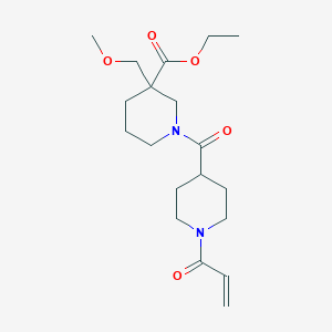 molecular formula C19H30N2O5 B2616969 Ethyl 3-(methoxymethyl)-1-(1-prop-2-enoylpiperidine-4-carbonyl)piperidine-3-carboxylate CAS No. 2361742-23-4