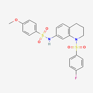 molecular formula C22H21FN2O5S2 B2616973 N-(1-((4-氟苯基)磺酰基)-1,2,3,4-四氢喹啉-7-基)-4-甲氧基苯磺酰胺 CAS No. 951460-47-2