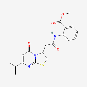 molecular formula C19H21N3O4S B2616984 2-(2-(7-异丙基-5-氧代-3,5-二氢-2H-噻唑并[3,2-a]嘧啶-3-基)乙酰氨基)苯甲酸甲酯 CAS No. 953258-13-4