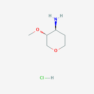 molecular formula C6H14ClNO2 B2616987 rac-[(3R,4S)-3-Methoxytetrahydro-2H-pyran-4-yl]amine hydrochloride CAS No. 1864003-64-4