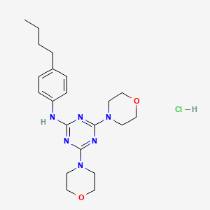 molecular formula C21H31ClN6O2 B2617004 N-(4-butylphenyl)-4,6-dimorpholino-1,3,5-triazin-2-amine hydrochloride CAS No. 1177695-66-7