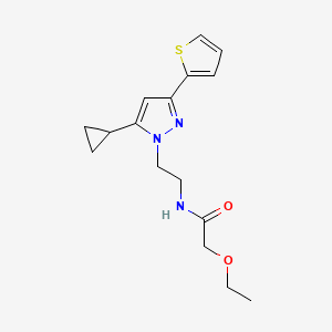 molecular formula C16H21N3O2S B2617009 N-(2-(5-cyclopropyl-3-(thiophen-2-yl)-1H-pyrazol-1-yl)ethyl)-2-ethoxyacetamide CAS No. 1797084-12-8