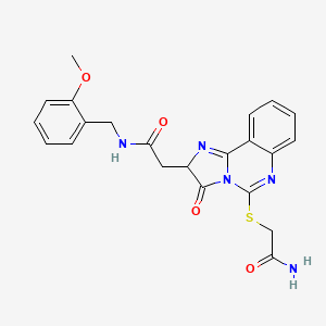 molecular formula C22H21N5O4S B2617030 2-{[2-({[(2-methoxyphenyl)methyl]carbamoyl}methyl)-3-oxo-2H,3H-imidazo[1,2-c]quinazolin-5-yl]sulfanyl}acetamide CAS No. 1024281-05-7