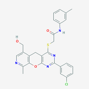 2-{[2-(3-chlorophenyl)-6-(hydroxymethyl)-9-methyl-5H-pyrido[4',3':5,6]pyrano[2,3-d]pyrimidin-4-yl]thio}-N-(3-methylphenyl)acetamide