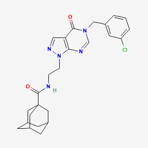 molecular formula C25H28ClN5O2 B2617039 (1s,3s)-N-(2-(5-(3-chlorobenzyl)-4-oxo-4,5-dihydro-1H-pyrazolo[3,4-d]pyrimidin-1-yl)ethyl)adamantane-1-carboxamide CAS No. 921888-96-2