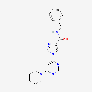 molecular formula C20H22N6O B2617046 N~4~-benzyl-1-(6-piperidino-4-pyrimidinyl)-1H-imidazole-4-carboxamide CAS No. 1251605-45-4
