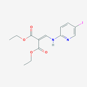 molecular formula C13H15IN2O4 B2617053 Diethyl 2-{[(5-iodo-2-pyridinyl)amino]methylene}malonate CAS No. 865658-80-6