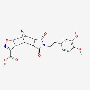 molecular formula C21H22N2O7 B2617063 10-(3,4-Dimethoxyphenethyl)-9,11-dioxo-3-oxa-4,10-diazatetracyclo[5.5.1.0~2,6~.0~8,12~]tridec-4-ene-5-carboxylic acid CAS No. 321392-04-5