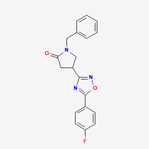 molecular formula C19H16FN3O2 B2617065 1-Benzyl-4-[5-(4-fluorophenyl)-1,2,4-oxadiazol-3-yl]pyrrolidin-2-one CAS No. 1171371-22-4
