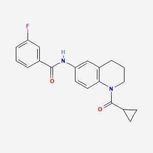 molecular formula C20H19FN2O2 B2617072 N-[1-(cyclopropanecarbonyl)-3,4-dihydro-2H-quinolin-6-yl]-3-fluorobenzamide CAS No. 899983-15-4