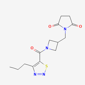 molecular formula C14H18N4O3S B2617073 1-{[1-(4-Propyl-1,2,3-thiadiazole-5-carbonyl)azetidin-3-yl]methyl}pyrrolidine-2,5-dione CAS No. 2097888-24-7