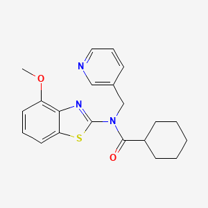 molecular formula C21H23N3O2S B2617075 N-(4-methoxy-1,3-benzothiazol-2-yl)-N-[(pyridin-3-yl)methyl]cyclohexanecarboxamide CAS No. 895004-07-6