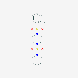 molecular formula C18H29N3O4S2 B261708 1-(2,4-Dimethyl-benzenesulfonyl)-4-(4-methyl-piperidine-1-sulfonyl)-piperazine 
