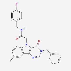 molecular formula C27H23FN4O2 B2617081 2-(3-benzyl-8-methyl-4-oxo-3H-pyrimido[5,4-b]indol-5(4H)-yl)-N-(4-fluorobenzyl)acetamide CAS No. 1189947-52-1