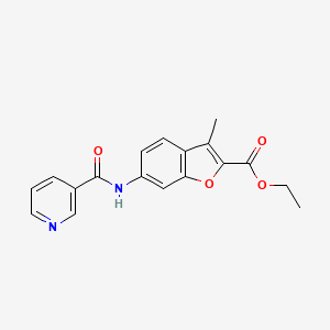 molecular formula C18H16N2O4 B2617092 Ethyl 3-methyl-6-(nicotinamido)benzofuran-2-carboxylate CAS No. 923682-80-8