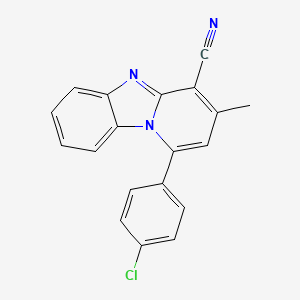 molecular formula C19H12ClN3 B2617097 1-(4-Chlorophenyl)-3-methylpyrido[1,2-a]benzimidazole-4-carbonitrile CAS No. 730950-23-9