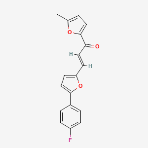 molecular formula C18H13FO3 B2617098 (E)-3-(5-(4-fluorophenyl)furan-2-yl)-1-(5-methylfuran-2-yl)prop-2-en-1-one CAS No. 327078-33-1