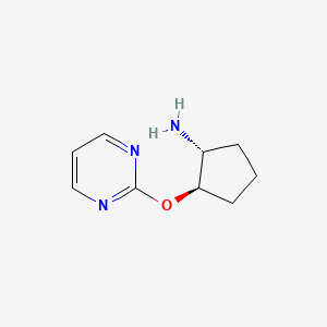molecular formula C9H13N3O B2617099 (1R,2R)-2-Pyrimidin-2-yloxycyclopentan-1-amine CAS No. 2290872-08-9