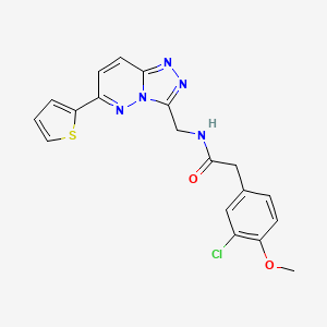 molecular formula C19H16ClN5O2S B2617103 2-(3-chloro-4-methoxyphenyl)-N-((6-(thiophen-2-yl)-[1,2,4]triazolo[4,3-b]pyridazin-3-yl)methyl)acetamide CAS No. 2034262-58-1