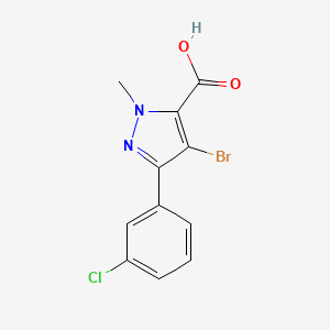 molecular formula C11H8BrClN2O2 B2617108 4-bromo-3-(3-chlorophenyl)-1-methyl-1H-pyrazole-5-carboxylic acid CAS No. 1245062-47-8