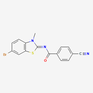 molecular formula C16H10BrN3OS B2617114 (E)-N-(6-bromo-3-methylbenzo[d]thiazol-2(3H)-ylidene)-4-cyanobenzamide CAS No. 313662-47-4