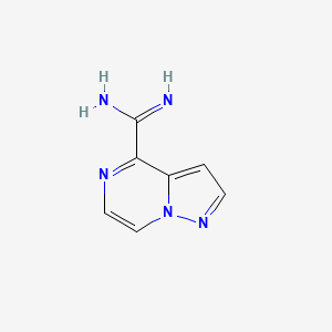 molecular formula C7H7N5 B2617121 Pyrazolo[1,5-a]pyrazine-4-carboximidamide CAS No. 2411195-35-0