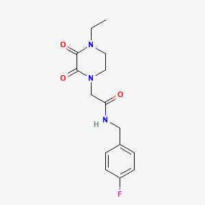 molecular formula C15H18FN3O3 B2617123 2-(4-ethyl-2,3-dioxopiperazin-1-yl)-N-(4-fluorobenzyl)acetamide CAS No. 868965-08-6