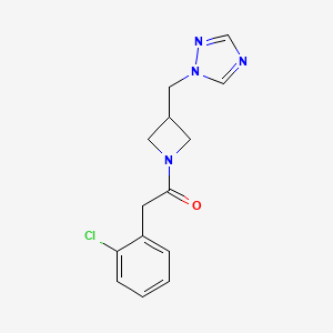 molecular formula C14H15ClN4O B2617130 1-(3-((1H-1,2,4-triazol-1-yl)methyl)azetidin-1-yl)-2-(2-chlorophenyl)ethan-1-one CAS No. 2310016-41-0