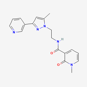 molecular formula C18H19N5O2 B2617132 1-methyl-N-(2-(5-methyl-3-(pyridin-3-yl)-1H-pyrazol-1-yl)ethyl)-2-oxo-1,2-dihydropyridine-3-carboxamide CAS No. 2034375-13-6