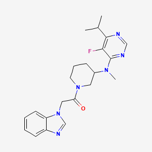 molecular formula C22H27FN6O B2617134 2-(Benzimidazol-1-yl)-1-[3-[(5-fluoro-6-propan-2-ylpyrimidin-4-yl)-methylamino]piperidin-1-yl]ethanone CAS No. 2415553-05-6