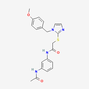 molecular formula C21H22N4O3S B2617136 N-(3-acetamidophenyl)-2-[1-[(4-methoxyphenyl)methyl]imidazol-2-yl]sulfanylacetamide CAS No. 869346-69-0