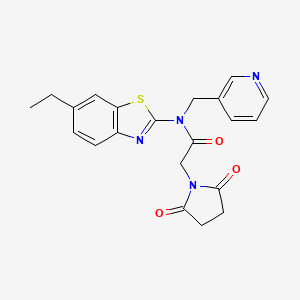 molecular formula C21H20N4O3S B2617144 2-(2,5-dioxopyrrolidin-1-yl)-N-(6-ethylbenzo[d]thiazol-2-yl)-N-(pyridin-3-ylmethyl)acetamide CAS No. 894996-65-7