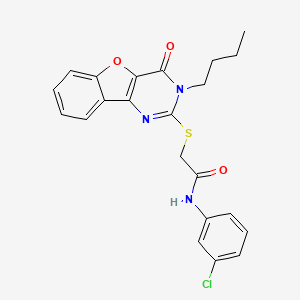 molecular formula C22H20ClN3O3S B2617149 2-((3-butyl-4-oxo-3,4-dihydrobenzofuro[3,2-d]pyrimidin-2-yl)thio)-N-(3-chlorophenyl)acetamide CAS No. 899982-01-5