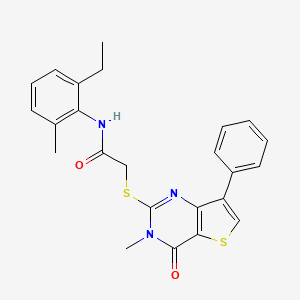 molecular formula C24H23N3O2S2 B2617154 N-(2-乙基-6-甲基苯基)-2-[(3-甲基-4-氧代-7-苯基-3,4-二氢噻吩并[3,2-d]嘧啶-2-基)硫代]乙酰胺 CAS No. 1114916-15-2