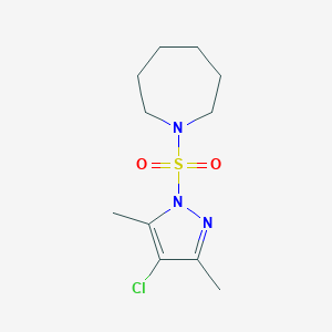 molecular formula C11H18ClN3O2S B261716 1-[(4-chloro-3,5-dimethyl-1H-pyrazol-1-yl)sulfonyl]azepane 