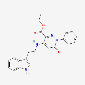 molecular formula C23H22N4O3 B2617160 ethyl 4-((2-(1H-indol-3-yl)ethyl)amino)-6-oxo-1-phenyl-1,6-dihydropyridazine-3-carboxylate CAS No. 922090-87-7
