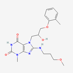 molecular formula C20H27N5O5 B2617163 7-[2-hydroxy-3-(2-methylphenoxy)propyl]-8-[(3-methoxypropyl)amino]-3-methyl-3,7-dihydro-1H-purine-2,6-dione CAS No. 476479-88-6