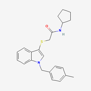 molecular formula C23H26N2OS B2617178 N-cyclopentyl-2-((1-(4-methylbenzyl)-1H-indol-3-yl)thio)acetamide CAS No. 887222-80-2