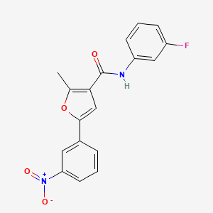 molecular formula C18H13FN2O4 B2617179 N-(3-fluorophenyl)-2-methyl-5-(3-nitrophenyl)furan-3-carboxamide CAS No. 876873-65-3
