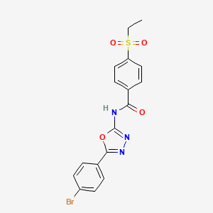 molecular formula C17H14BrN3O4S B2617195 N-(5-(4-bromophenyl)-1,3,4-oxadiazol-2-yl)-4-(ethylsulfonyl)benzamide CAS No. 886937-65-1