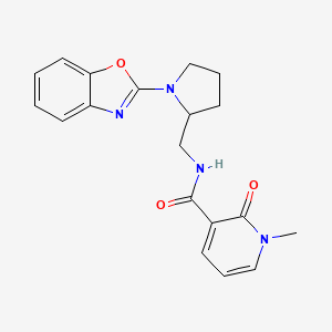 molecular formula C19H20N4O3 B2617200 N-((1-(苯并[d]恶唑-2-基)吡咯烷-2-基)甲基)-1-甲基-2-氧代-1,2-二氢吡啶-3-甲酰胺 CAS No. 1705058-15-6