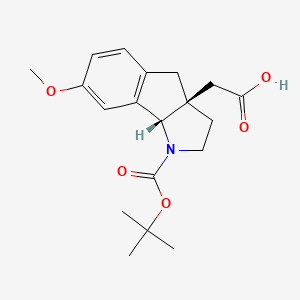 molecular formula C19H25NO5 B2617208 rac-2-[(3aR,8bS)-1-[(叔丁氧羰基)羰基]-7-甲氧基-1H,2H,3H,3aH,4H,8bH-茚并[1,2-b]吡咯-3a-基]乙酸 CAS No. 2413365-19-0
