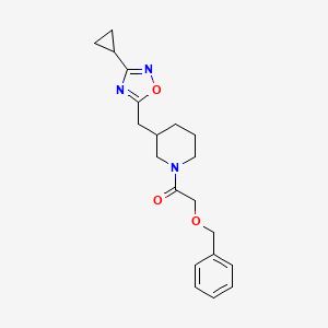 molecular formula C20H25N3O3 B2617209 2-(苄氧基)-1-(3-((3-环丙基-1,2,4-恶二唑-5-基)甲基)哌啶-1-基)乙酮 CAS No. 1705939-01-0