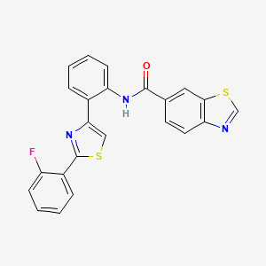 molecular formula C23H14FN3OS2 B2617253 N-(2-(2-(2-fluorophenyl)thiazol-4-yl)phenyl)benzo[d]thiazole-6-carboxamide CAS No. 2034474-37-6