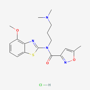 molecular formula C18H23ClN4O3S B2617261 N-(3-(dimethylamino)propyl)-N-(4-methoxybenzo[d]thiazol-2-yl)-5-methylisoxazole-3-carboxamide hydrochloride CAS No. 1216997-26-0