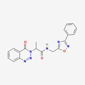 molecular formula C19H16N6O3 B2617266 2-(4-氧代苯并[d][1,2,3]三嗪-3(4H)-基)-N-((3-苯基-1,2,4-恶二唑-5-基)甲基)丙酰胺 CAS No. 1226451-67-7
