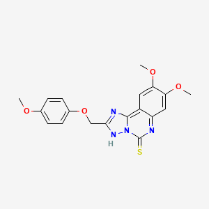 B2617279 8,9-dimethoxy-2-[(4-methoxyphenoxy)methyl][1,2,4]triazolo[1,5-c]quinazoline-5(6H)-thione CAS No. 901755-62-2